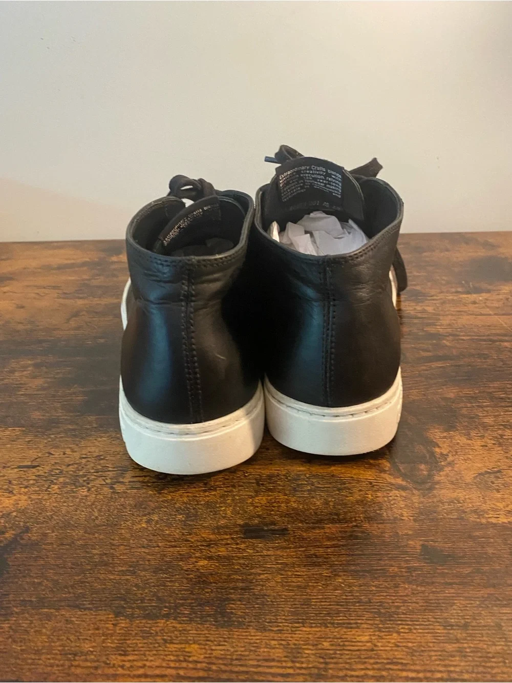 Camper Black Leather Chukka Boots with White Soles